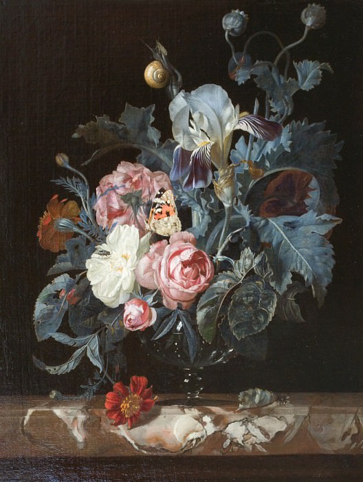 Виллем ван Алст Ирисы, маки и другие цветы в вазе. часть 5 - европейского искусства Европейская живопись