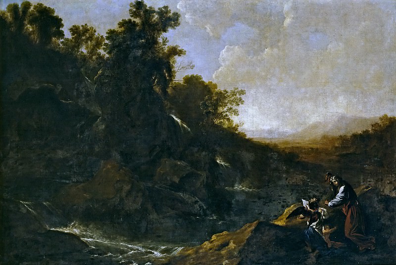 Swanevelt, Herman van -- Paisaje con Santa Rosalía de Palermo. Part 6 Prado Museum