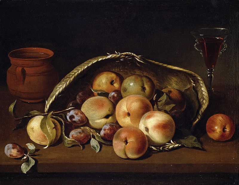 Кампробин, Педро де -- Корзина с персиками и сливами. часть 6 Музей Прадо