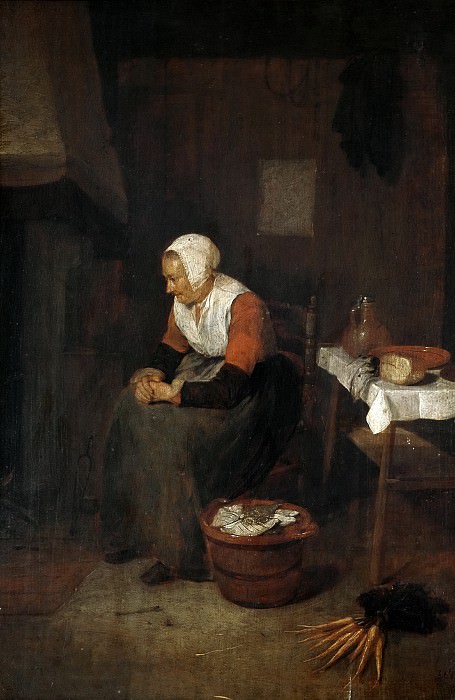 Brekelenkam, Quiringh Gerritsz. van -- Anciana junto a una chimenea. Part 6 Prado Museum
