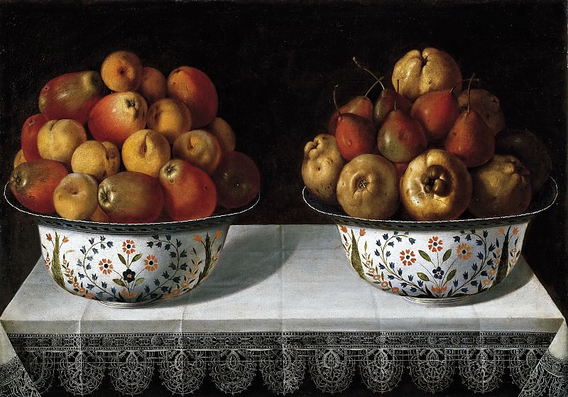 Hiepes, Tomás -- Dos fruteros sobre una mesa. Part 6 Prado Museum