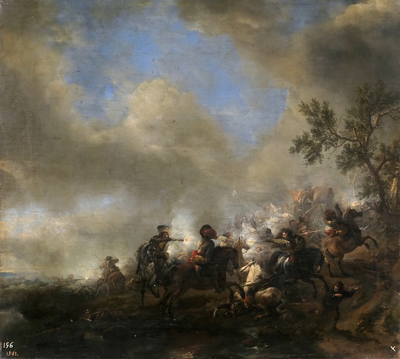 Wouwerman, Philips -- Choque de caballería. Part 6 Prado Museum