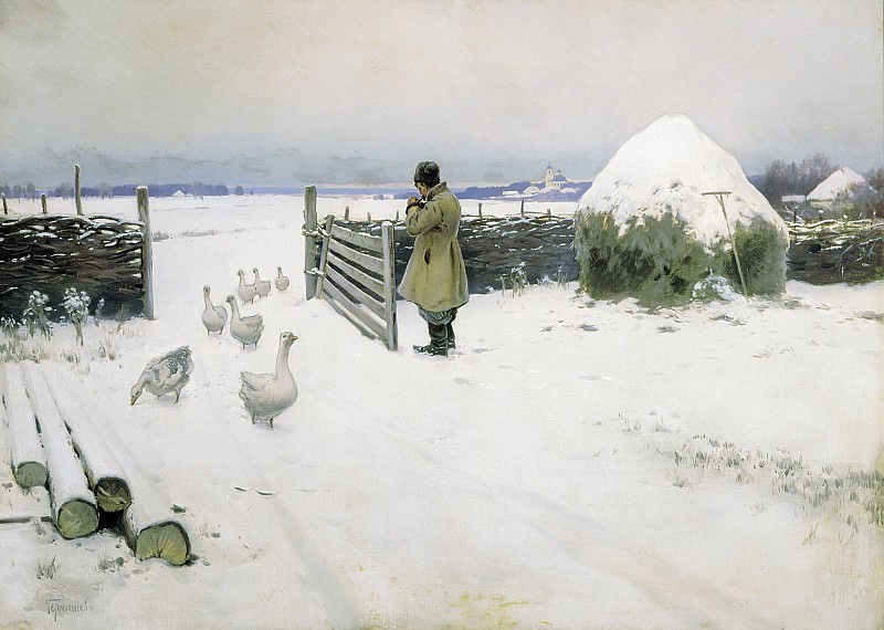 Снег выпал 1897 Холст масло 91х127 см. часть 2 - русских и советских худ Русские и советские художники