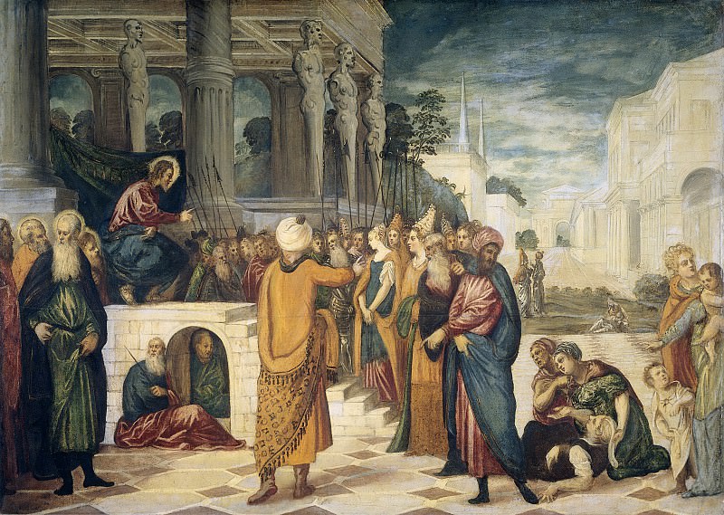 Якопо Тинторетто -- Христос и блудница, 1550-1580. Рейксмузеум: часть 4