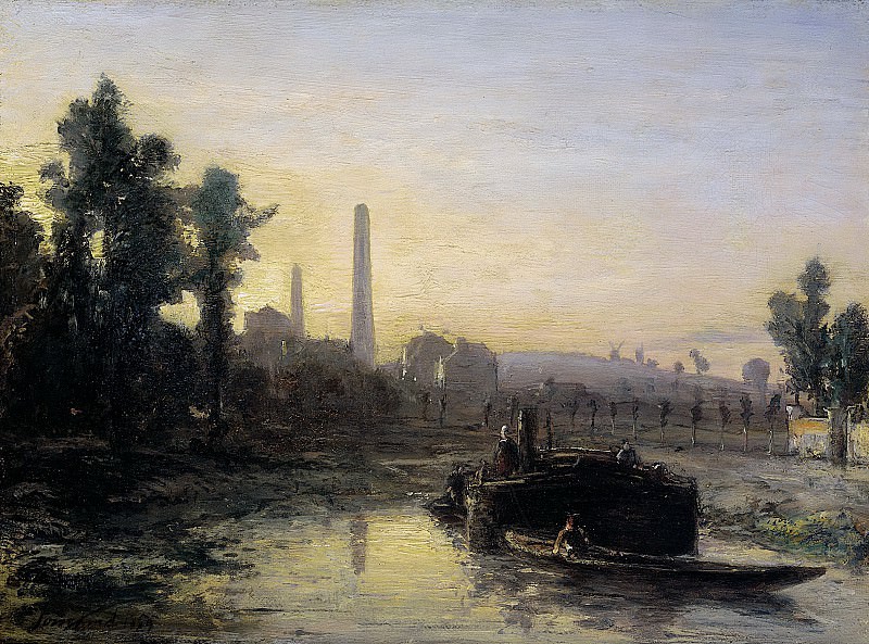 Йохан Бартольд Йонгкинд -- Вид реки, возможно, вблизи Понтуаза (Франция), 1855. Рейксмузеум: часть 4