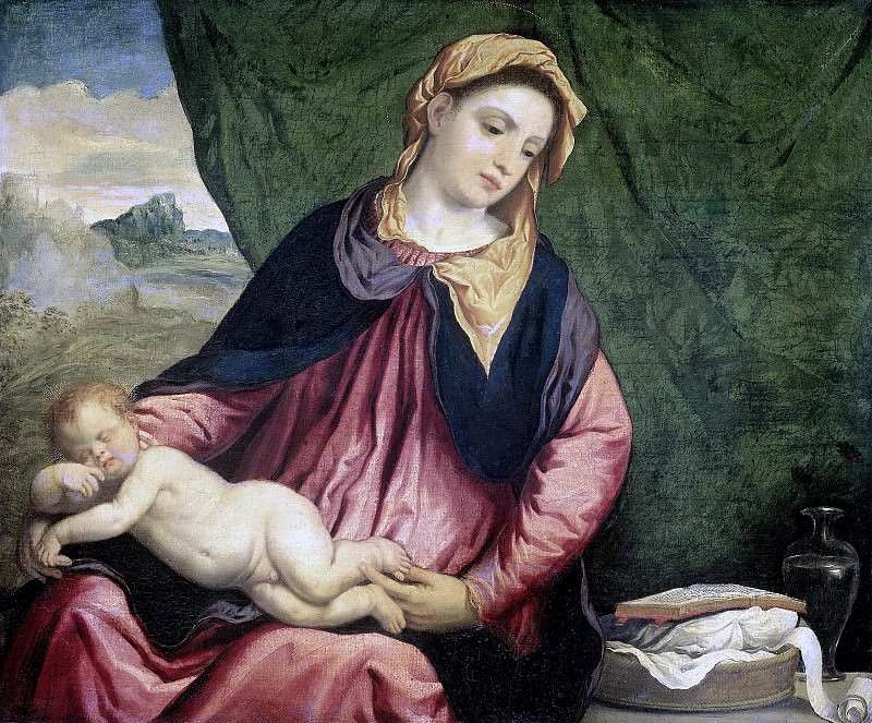 Парис Бордоне -- Мадонна со спящим Младенцем, 1540-1560. Рейксмузеум: часть 4