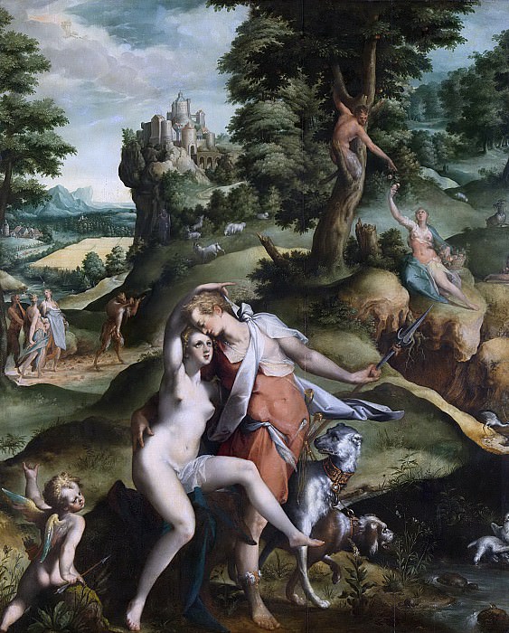 Бартоломеус Спрангер -- Венера и Адонис, 1585-1590. Рейксмузеум: часть 4
