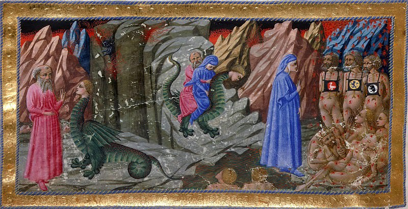 030 Dante and Virgil are transferred to Herion in the eighth circle of hell, Divina Commedia