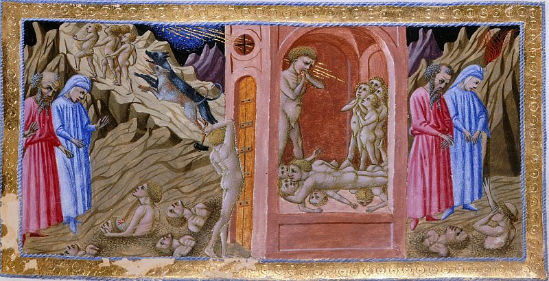 061 Ninth Circle - Dante and Virgil witnessing the story of the death of Count Ugolino della Gherardesca and his four children. Divina Commedia