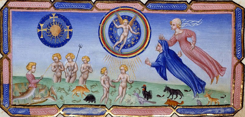130 Beatrice explains to Dante the structure of Heavenly Paradise. Divina Commedia