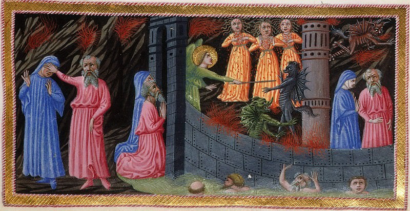 016 Sixth Circle – The Walls of Dis. Furies. Dante and Virgil among heretics and false teachers, Divina Commedia