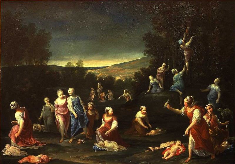 Giuseppe Maria Crespi called Lo Spagnolo Sleeping Cupids Disarmed by the Nymphs. часть 2 -- European art Европейская живопись