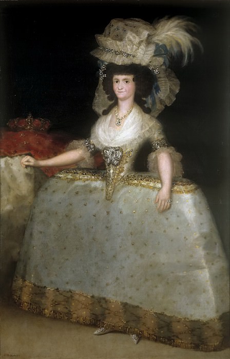 Goya y Lucientes, Francisco de -- La reina María Luisa con tontillo. Part 5 Prado Museum