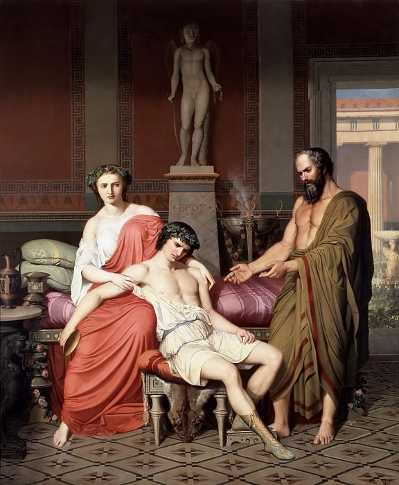 Hernández Amores, Germán -- Sócrates reprendiendo a Alcibiades en casa de una cortesana. Part 5 Prado Museum