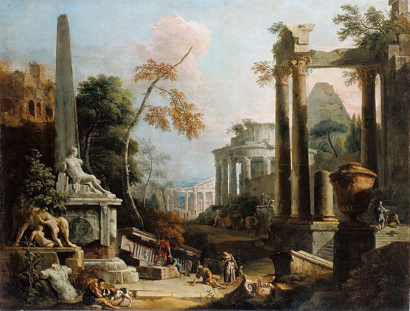 Риччи Марко (1676 Беллуно - 1729 Венеция) - Пейзаж с античными руинами (123х161 см) 1725-30. Музей Гетти