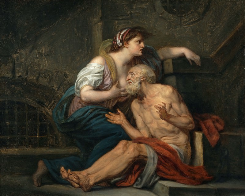 Грёз Жан-Батист (1725 Турню - 1805 Париж) - Кимон и Перо (65х80 см) ок1767. Музей Гетти