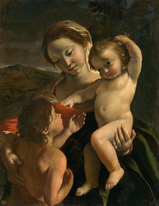 Ланфранко (Джованни ди Стефано) (1582 Парма - 1647 Рим) - Мадонна с младенцем и маленьким Иоанном Крестителем (96х75 см) 1630-32. Музей Гетти
