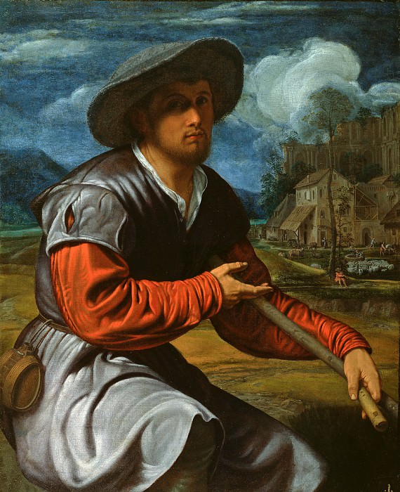 Savoldo Giovanni Girolamo (c1480 Brescia - p1548 Venice) - Shepherd with flute (97x78 cm) c1525. J. Paul Getty Museum