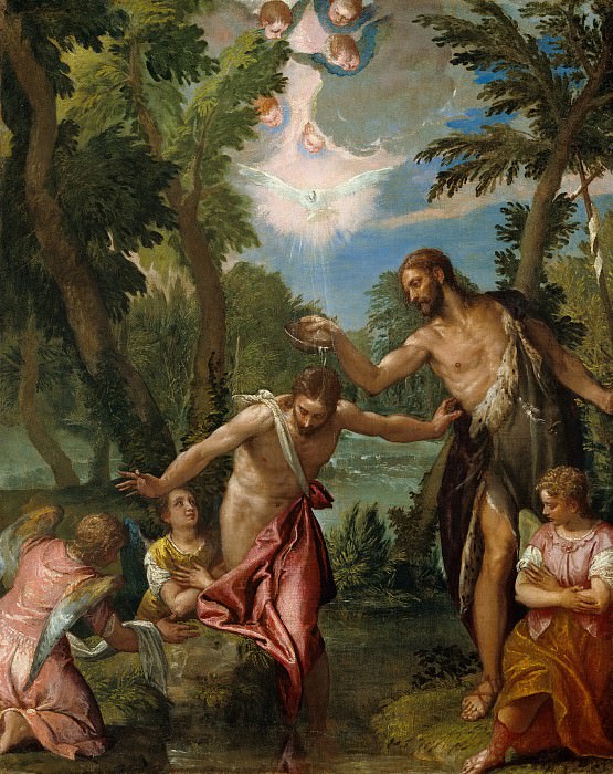 Веронезе (Паоло Кальяри) (Верона 1528 - 1588 Венеция) - Крещение Христа (105х88 см) 1580-88. Музей Гетти