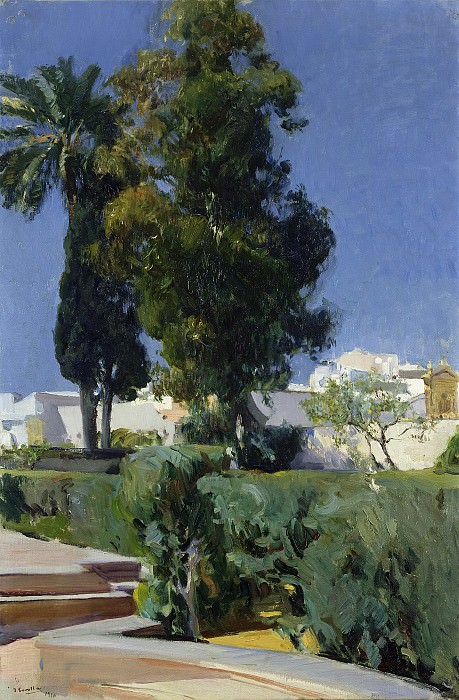 Sorolla y Bastida Joaquín (1863 Valencia - 1923 Madrid) - Corner of the Alcazar Garden in Seville (95x63 cm) 1910. J. Paul Getty Museum