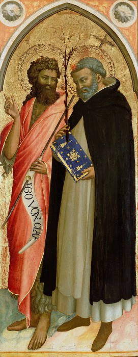 Angelico Fra (Guido di Pietro) (c.1400 Vicchio nel Mugello - 1455 Rome) - John the Baptist and St. Dominic (52x21 cm) 1425-30. J. Paul Getty Museum