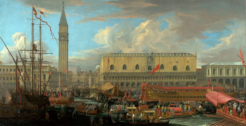 Карлеварис Лука (1663 Удине - 1730 Венеция) - Отплытие Буцентавра из бассейна Сан Марко (135х259 см) 1710. Музей Гетти