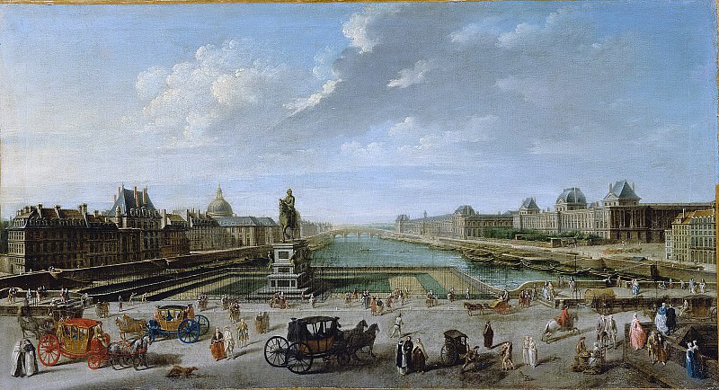 Ragne Nicolas-Jean-Baptiste (Gentilly 1715-1793) - View of Paris from the Pont Neuf (44x82 cm) 1763. J. Paul Getty Museum