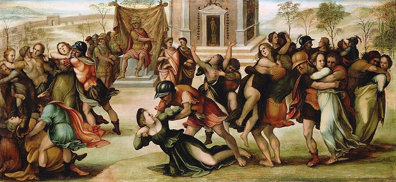 Джироламо дель Паккья (Сиена 1477-после 1533) - Похищение сабинянок (66х145 см) ок1520. J. Paul Getty Museum