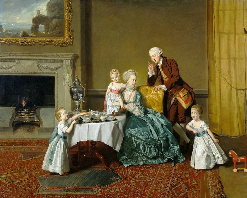 Цоффани Иоганн (1733 Франкфурт - 1810 Странд -он-зе-Грин) - Джон, 14-й граф Уиллоуби де Броук, с семьей (100х125 см) ок1766. J. Paul Getty Museum