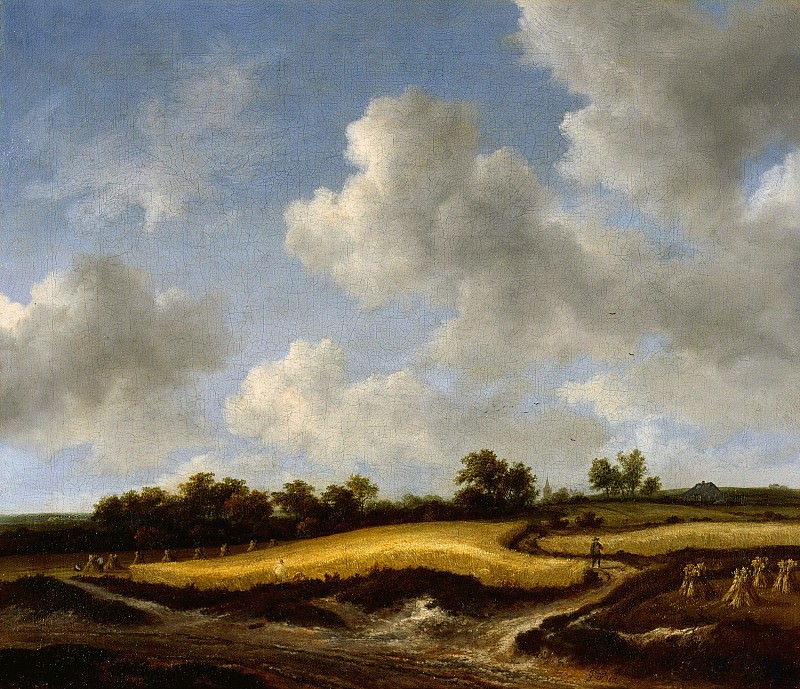 Рейсдаль Якоб Исакс ван (1628-29 Харлем - 1682 Амстердам) - Пейзаж с пшеничным полем (39х46 см) 1660-65. Музей Гетти
