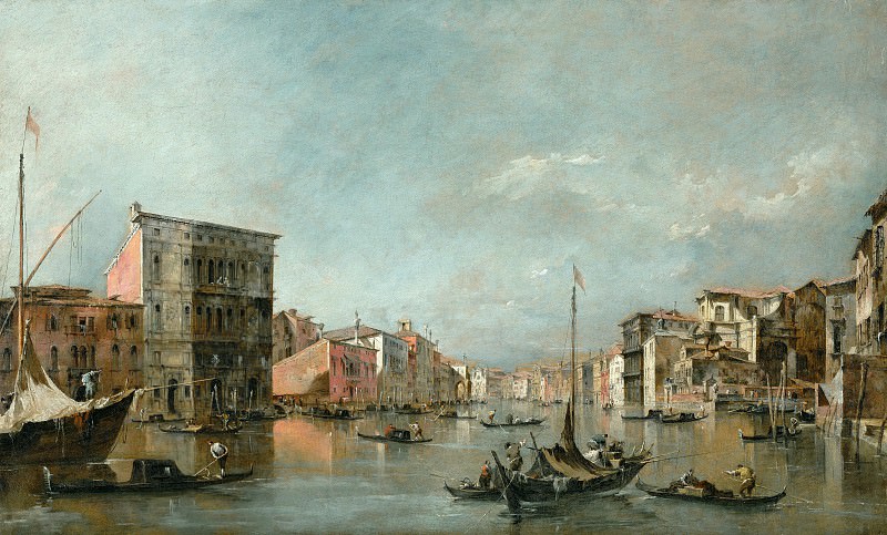 Guardi Francesco (Venice 1712-1793) - Grand Canal in Venice with Palazzo Bembo (46x76 cm) ca1768. J. Paul Getty Museum