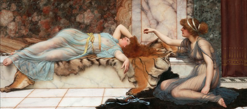 Godward John William (London 1861-1922) - Mischievous Woman and Sleeper (58x131 cm) 1895. J. Paul Getty Museum
