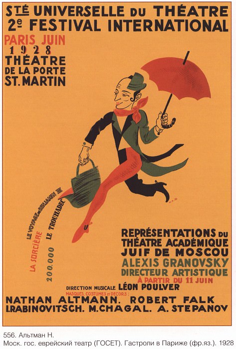 Moscow State Jewish Theater (GOSET). Tours in Paris (French). (Altman N.). Soviet Posters