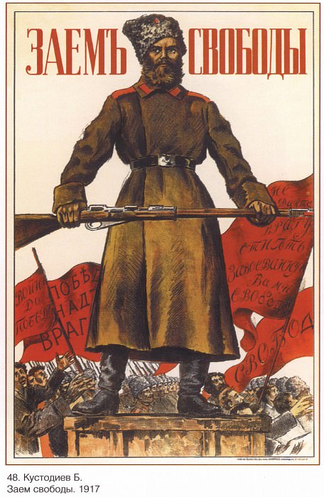 The loan of freedom (B. Kustodiev). Soviet Posters