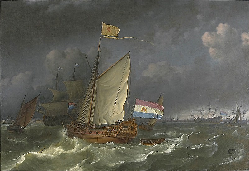 LUDOLPH BACKHUYSEN A States Yacht on the IJ at Amsterdam 32008 316. часть 4 - европейского искусства Европейская живопись