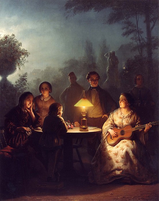 Petrus van Schendel A Summer Evening by Lamp and by Moonlight 12251 2426. часть 4 - европейского искусства Европейская живопись