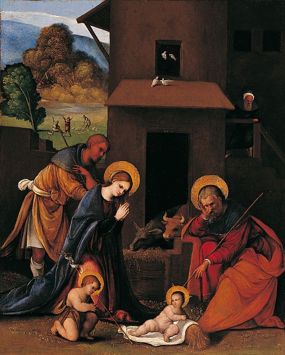 Ludovico Mazzolino The Nativity with the Annunciation to the Shepherds 16722 203. часть 4 - европейского искусства Европейская живопись