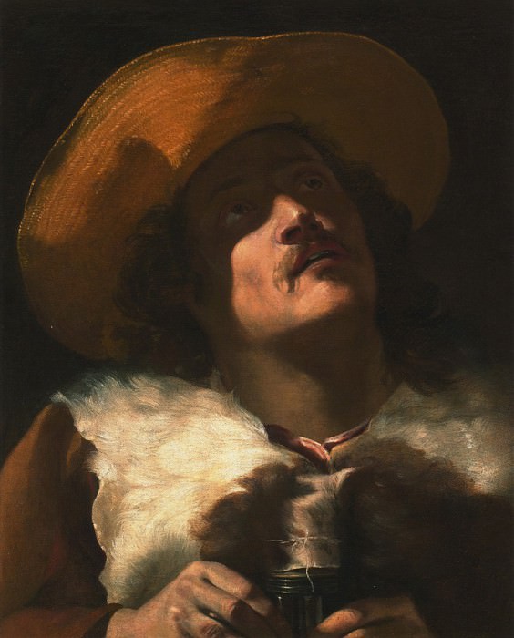 MATTIA PRETI called IL CAVALIERE CALABRESE A Study of a Young man wearing a brown cloak and a straw hat 38534 316. часть 4 -- European art Европейская живопись