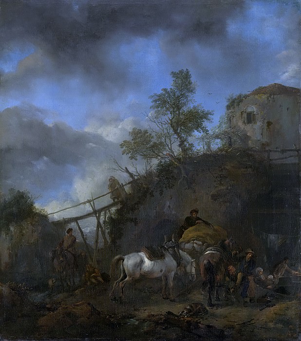 Филипс Воуверман -- Кузнец, подковывающий лошадей, 1650-1668. Рейксмузеум: часть 2