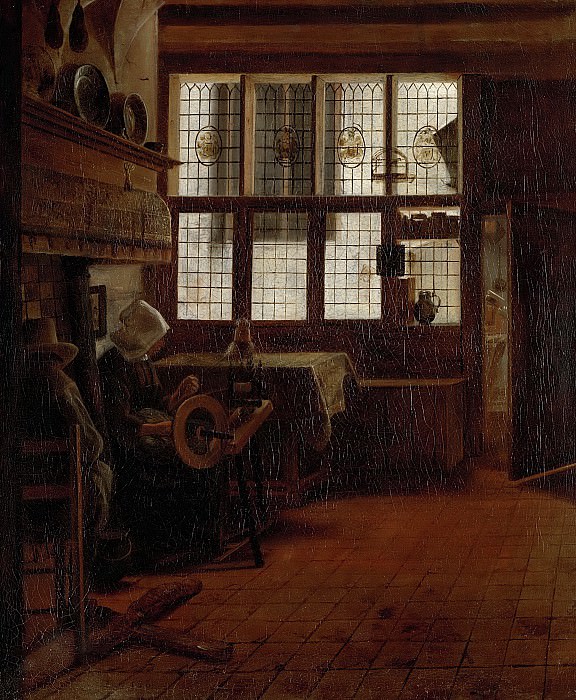 Эсайас Боурсе -- Женщина с прялкой на фоне интерьера комнаты, 1661. Рейксмузеум: часть 2