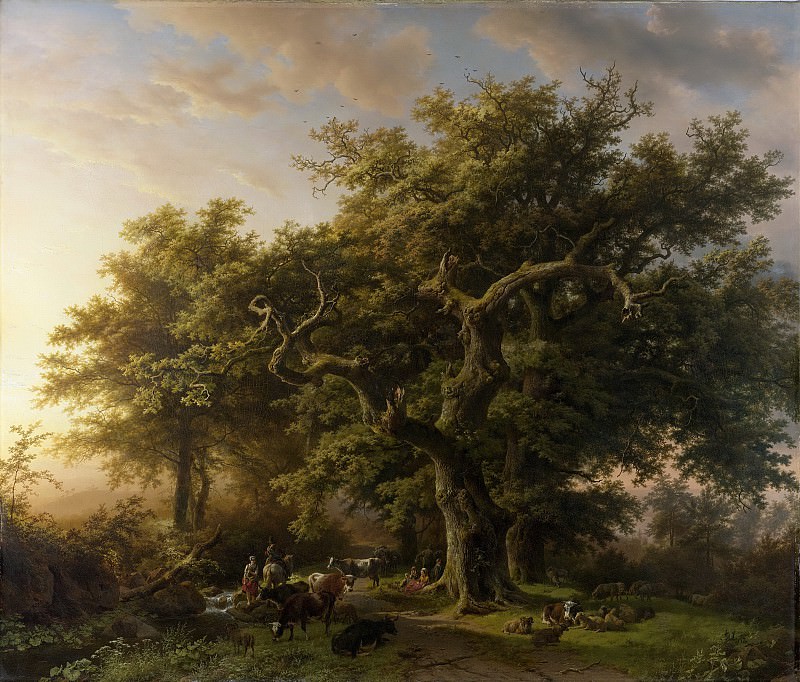 Баренд Корнелис Куккук -- Люди и домашний скот в лесу, 1848. Рейксмузеум: часть 2