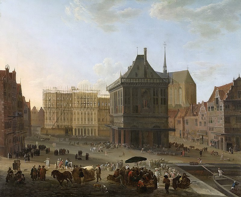 Ulft, Jacob van der -- De Dam te Amsterdam met het nieuwe stadhuis in aanbouw, 1652-1689. Rijksmuseum: part 2