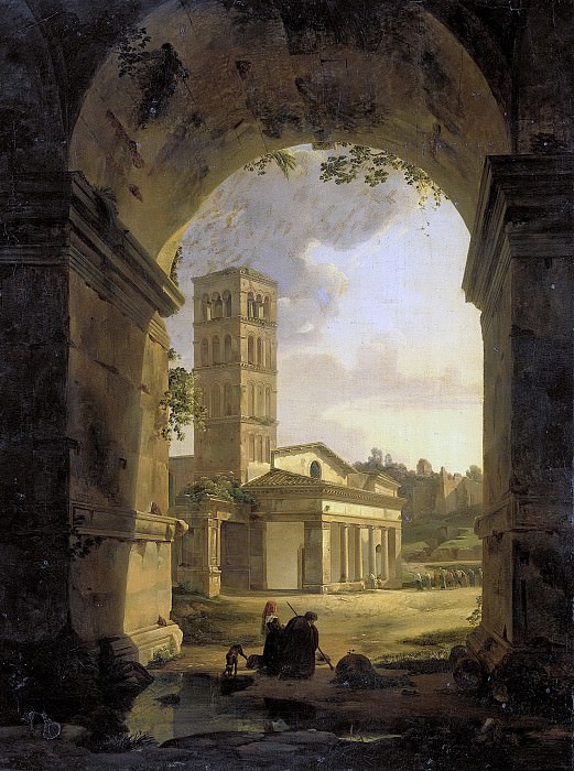 Pitloo, Antonie Sminck -- De kerk van San Giorgio in Velabro te Rome, 1820. Rijksmuseum: part 2