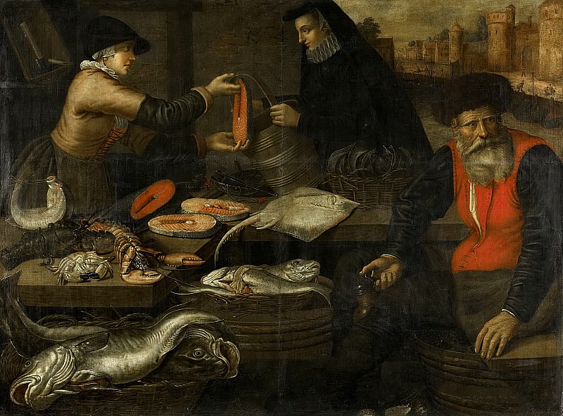 Nieulandt, Jacob van -- Visverkopers, 1617. Rijksmuseum: part 2