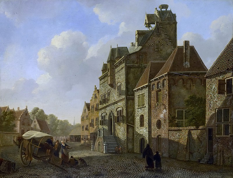 Йоханнес Схунмакерс -- Городской вид, Дордрехт, 1819-1821. Рейксмузеум: часть 2