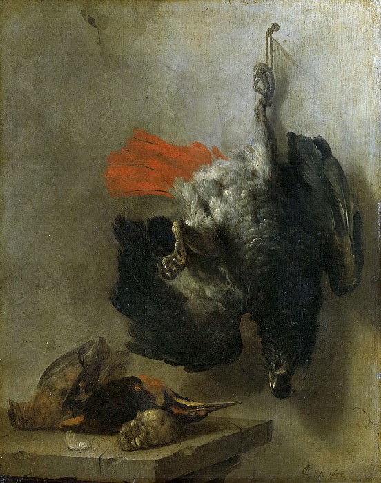 Lelienbergh, Cornelis -- Stilleven met papegaai en snippen, 1655. Rijksmuseum: part 2