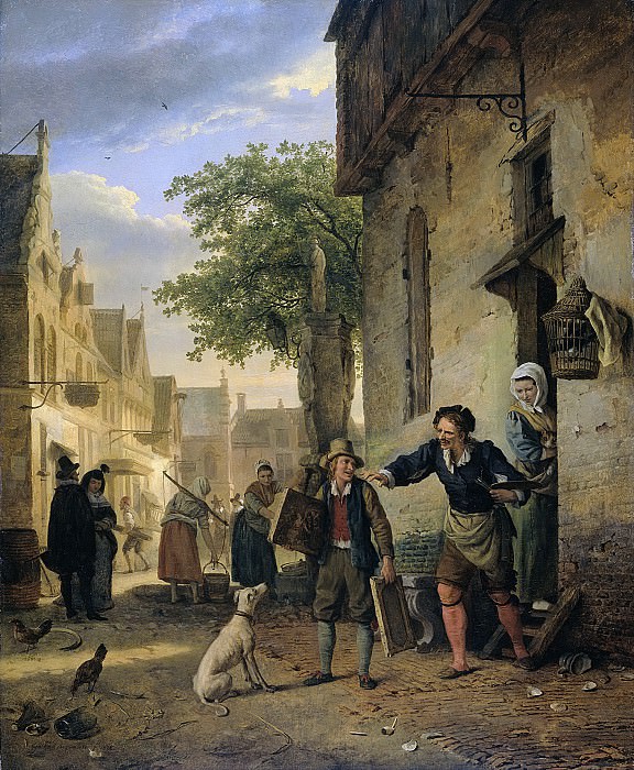 Игнатиус Йозеф ван Регемортер -- Ян Стен, убеждающий сына на улице рисовать, а не пить пиво и вино, 1828. Рейксмузеум: часть 2