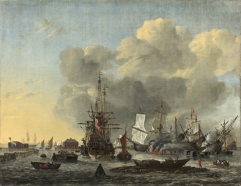 Номс, Рейньер -- Заделывание пробоин в судах у Ботхейзье на рейде Амстердама, 1650-1668. Рейксмузеум: часть 2