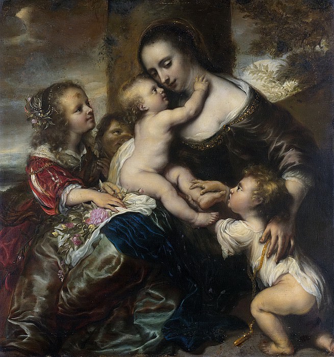 Юрген Овенс -- Портрет женщины с четырьмя детьми, желанными как Хариты, 1650-1678. Рейксмузеум: часть 2