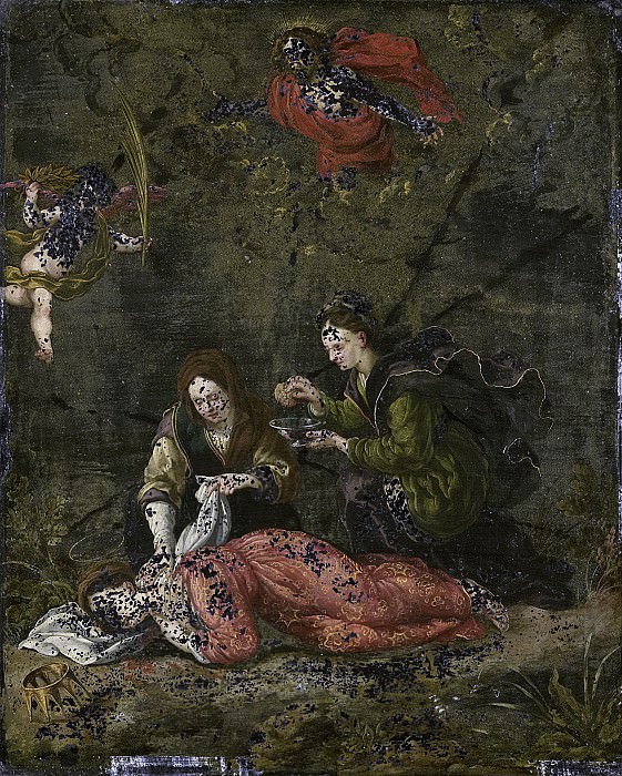 Wierix, Hieronymus -- De dood van de heilige Cecilia, 1600. Rijksmuseum: part 2